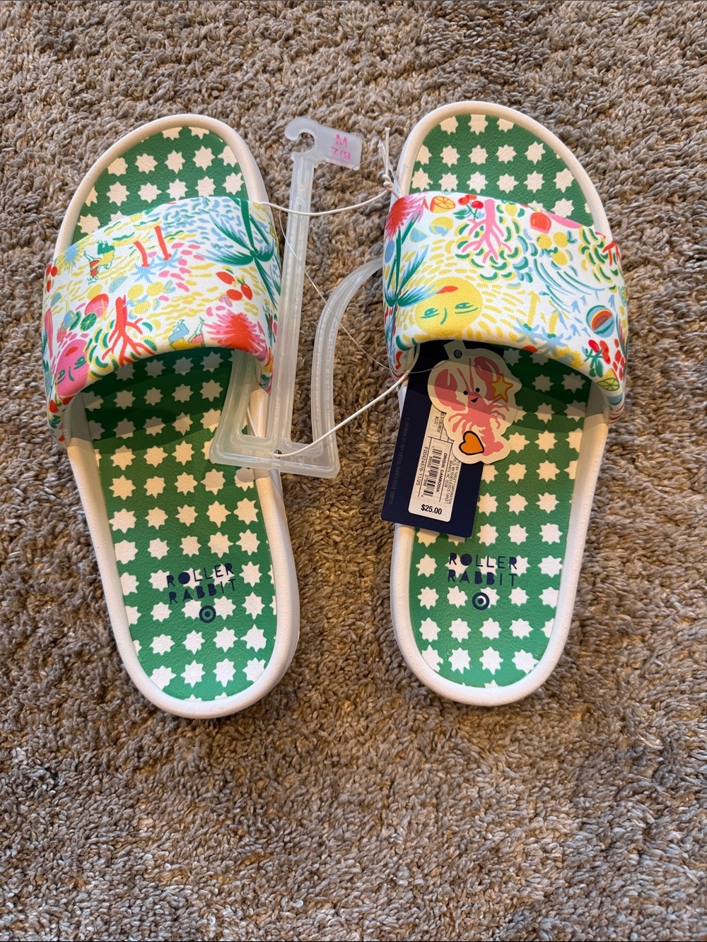 Target Roller Rabbit Green White Floral Slide Sandals
